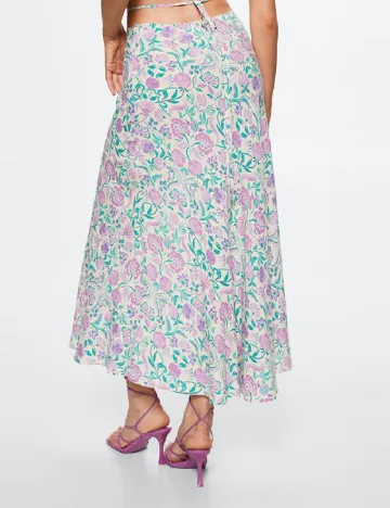 Fusta Mango Violeta, floral print Floral print