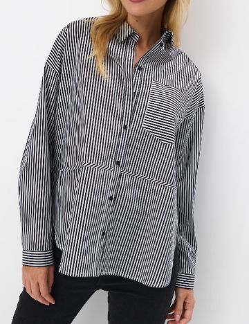 Camasa Oversize Mohito, alb/negru