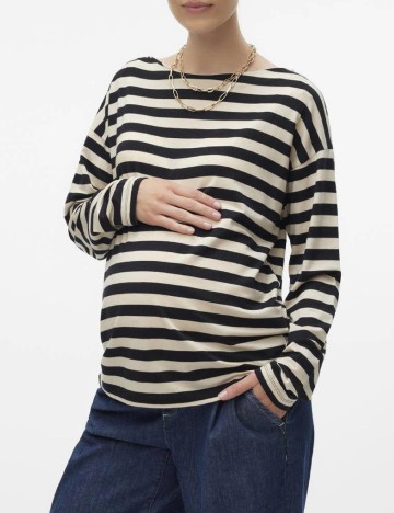 Bluza Vero Moda Maternity, negru/crem