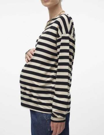 Bluza Vero Moda Maternity, negru/crem