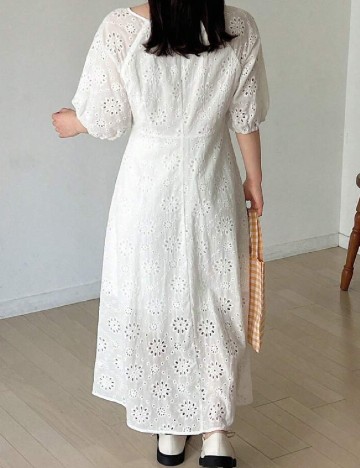Rochie medie Friful, alb
