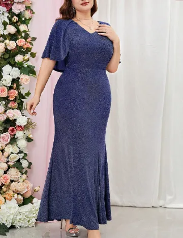 Rochie lunga Miusol Plus Size, albastru