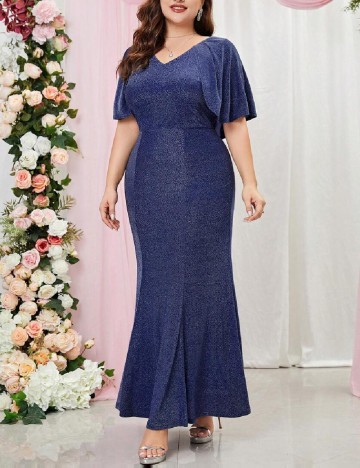 Rochie lunga Miusol Plus Size, albastru