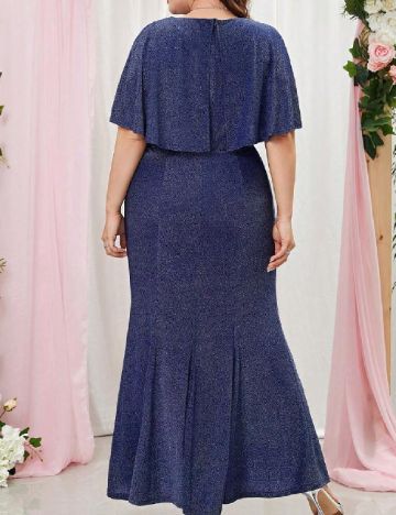 Rochie lunga Miusol Plus Size, albastru