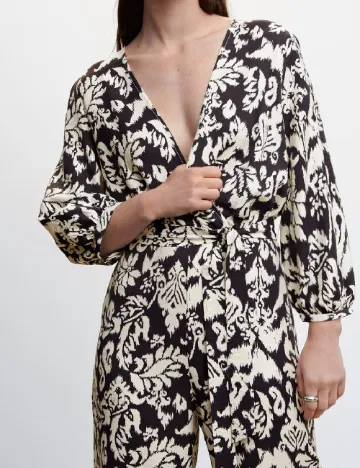 Salopeta Mango, crem/negru Negru