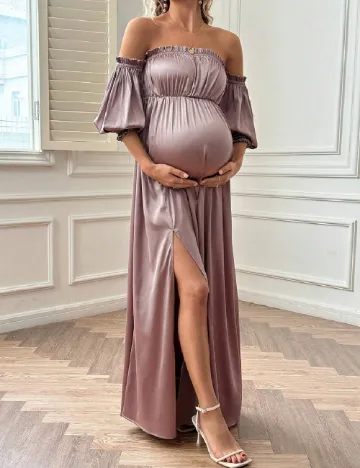Rochie lunga SHEIN Maternity, roz pudra Roz