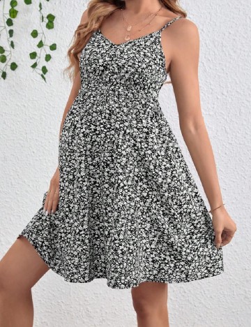 Rochie scurta SHEIN Maternity, negru/alb