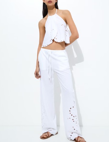 Pantaloni Pull&Bear, alb