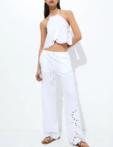 Pantaloni Pull&Bear, alb Alb
