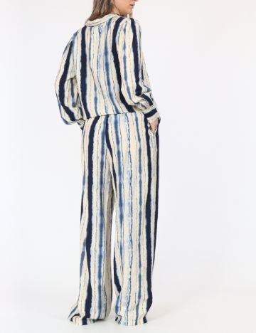 Pantaloni Vero Moda, crem/albastru