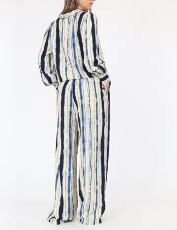 Pantaloni Vero Moda, crem/albastru