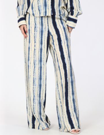 Pantaloni Vero Moda, crem/albastru