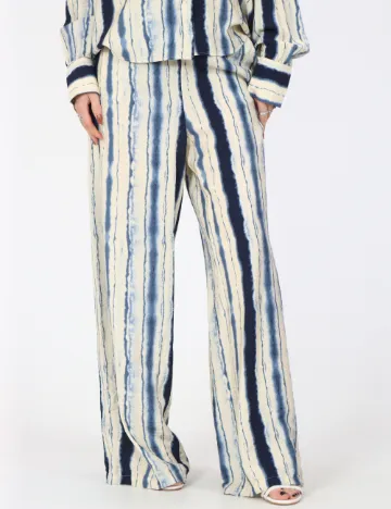 Pantaloni Vero Moda, crem/albastru
