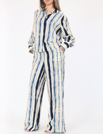 Pantaloni Vero Moda, crem/albastru
