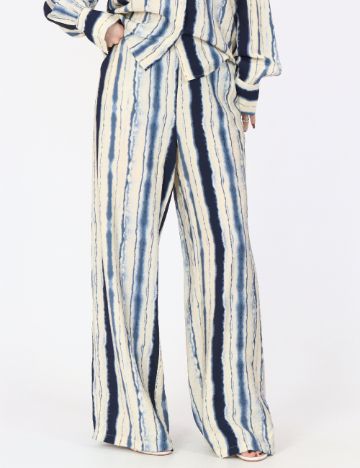 Pantaloni Vero Moda, crem/albastru