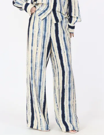 Pantaloni Vero Moda, crem/albastru