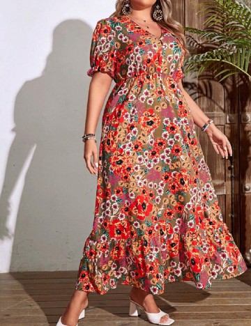 Rochie lunga SHEIN CURVE, floral print