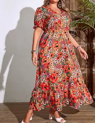 Rochie lunga SHEIN CURVE, floral print