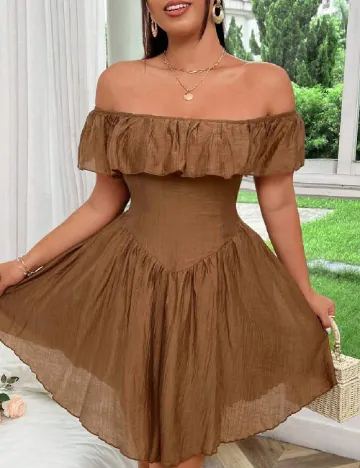 Rochie scurta SHEIN CURVE, maro