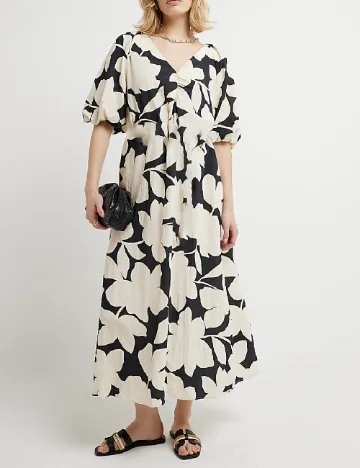 Rochie lunga River Island, negru/crem