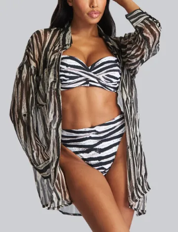 Camasa South Beach, negru/ecru