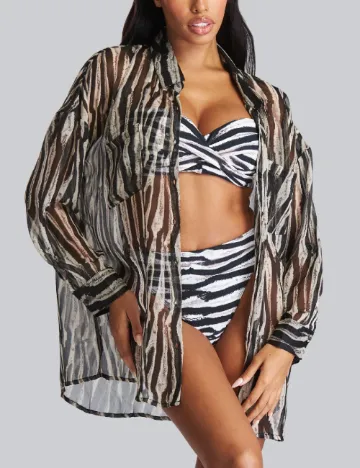 Camasa South Beach, negru/ecru
