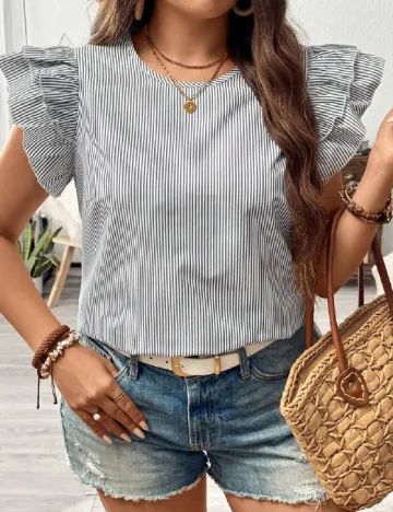 Bluza SHEIN CURVE, alb/gri