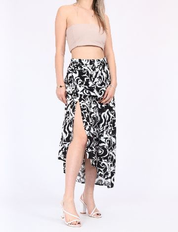 Fusta Vero Moda, alb/negru