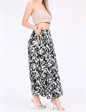 Fusta Vero Moda, alb/negru