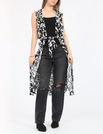 Cardigan Vero Moda, alb/negru