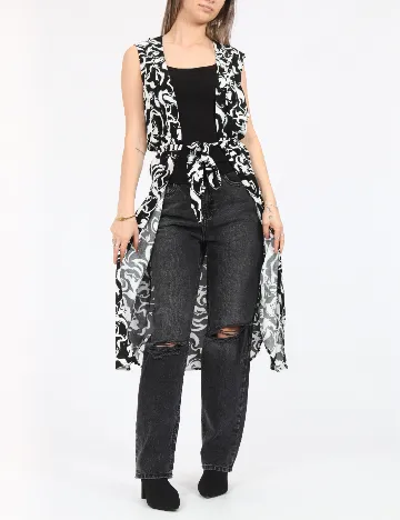 Cardigan Vero Moda, alb/negru