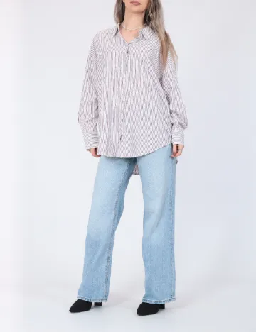 Camasa Oversize Vero Moda, alb/maro