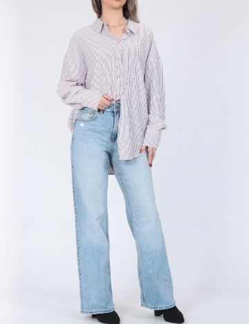 Camasa Oversize Vero Moda, alb/maro
