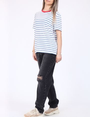 Tricou Vero Moda, alb/albastru