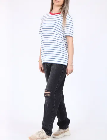 Tricou Vero Moda, alb/albastru