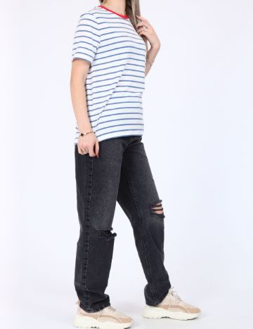 Tricou Vero Moda, alb/albastru