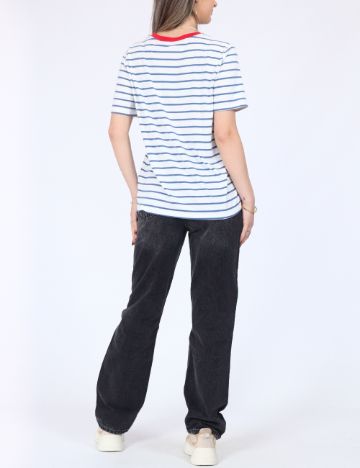 Tricou Vero Moda, alb/albastru