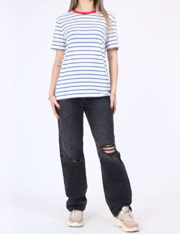 Tricou Vero Moda, alb/albastru