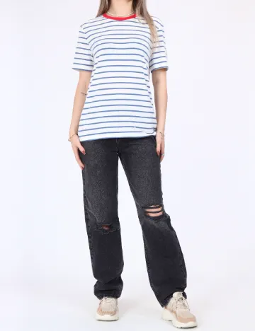 Tricou Vero Moda, alb/albastru
