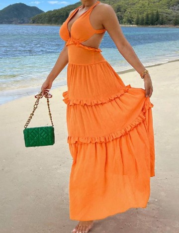 Rochie lunga SHEIN CURVE, portocaliu
