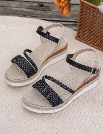 Sandale SHEIN, negru/crem
