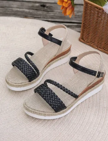 Sandale SHEIN, negru/crem