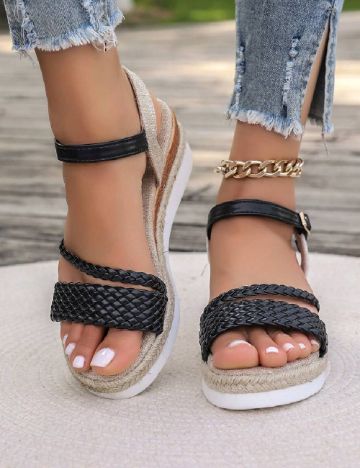Sandale SHEIN, negru/crem