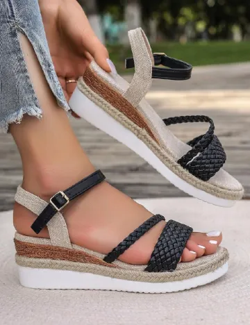 Sandale SHEIN, negru/crem