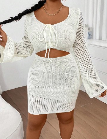 Rochie scurta SHEIN CURVE, ecru