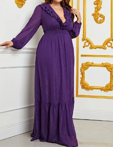 Rochie lunga Faeriesty Plus Size, mov Mov