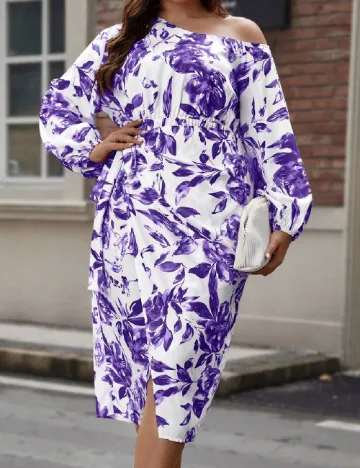 Rochie medie SHEIN CURVE, alb/mov Mov