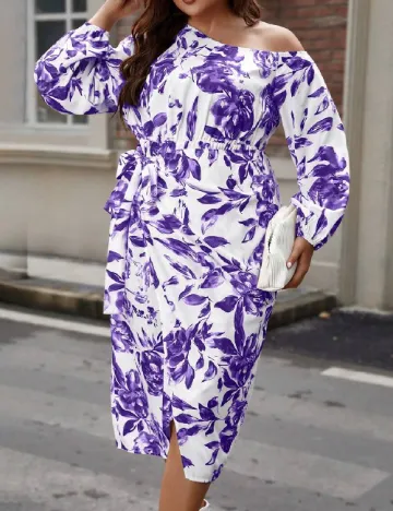 Rochie medie SHEIN CURVE, alb/mov Mov