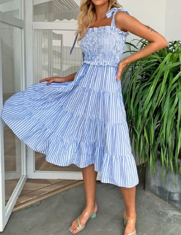 Rochie medie SHEIN, albastru/alb