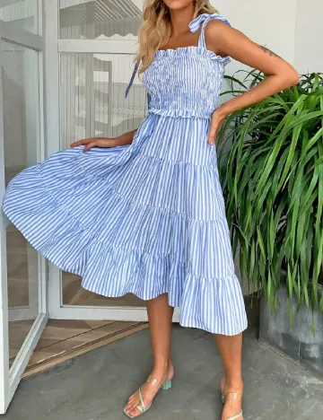 Rochie medie SHEIN, albastru/alb Albastru